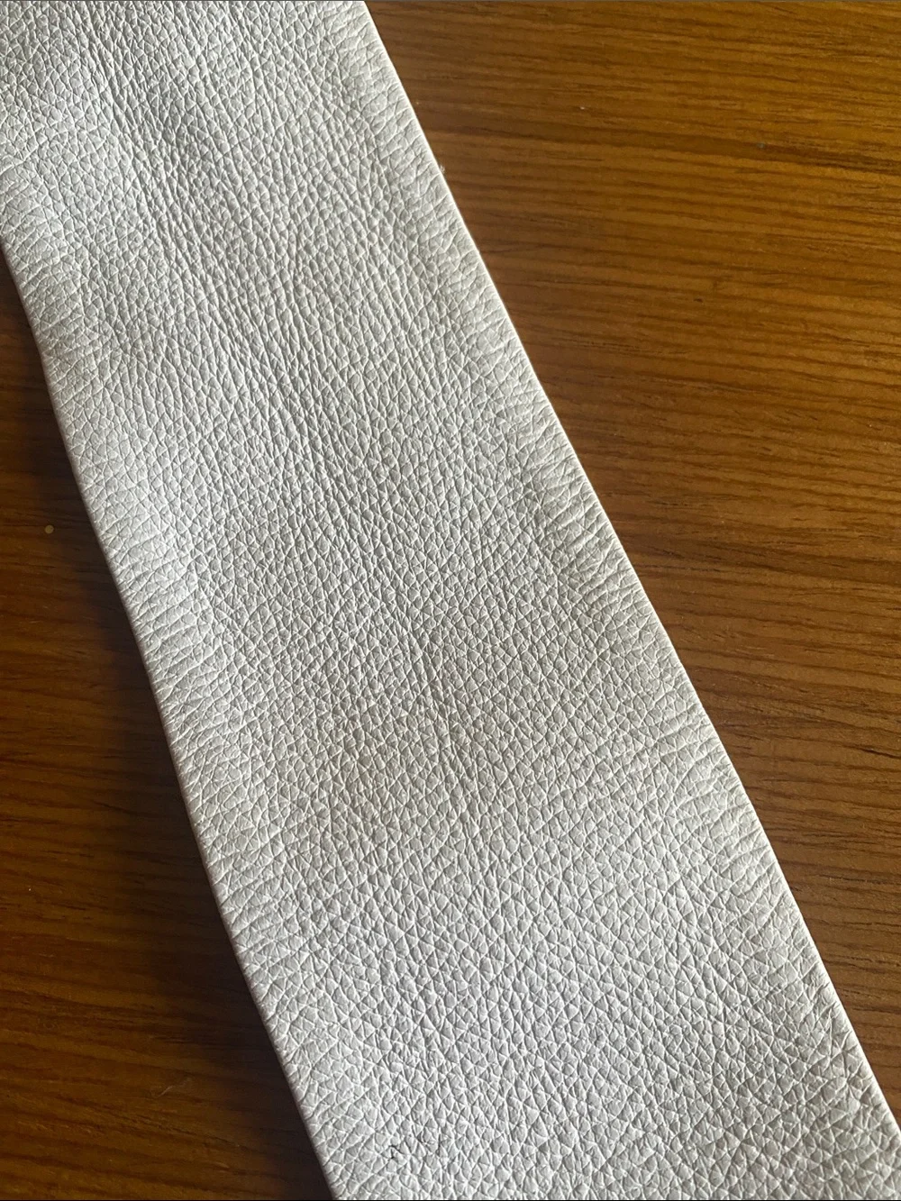 Luz Camila White Pebbled Leather Waist Belt with Leather Triangle Buckle